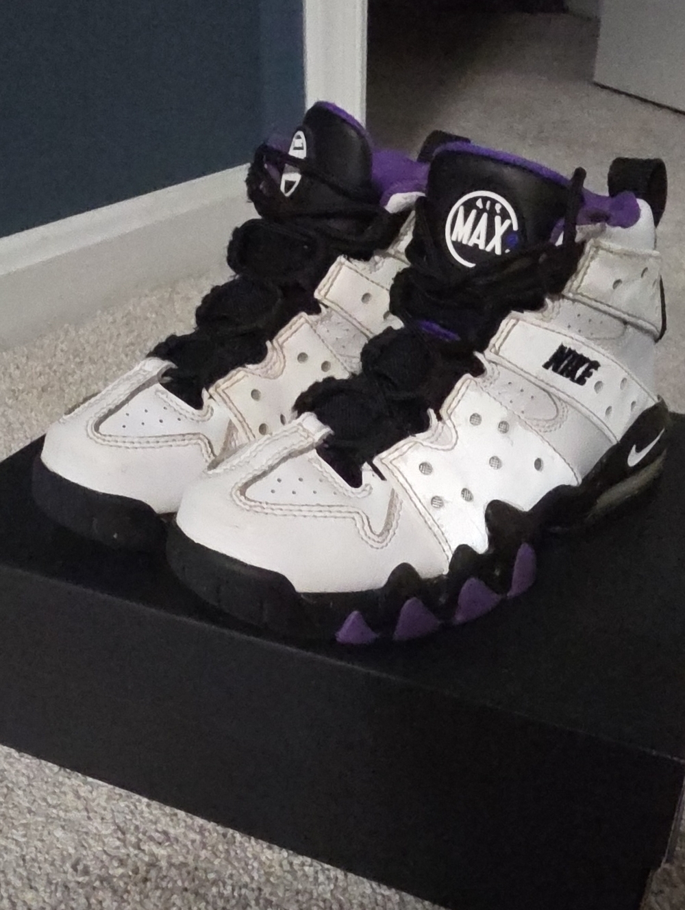 Nike Air Max 2 CB White Black and Purple High-Top Sneakers (Youth) 12C